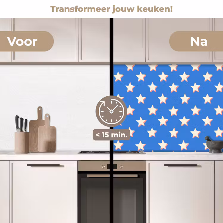 Keuken achterwand - Sterren - Patroon - Blauw — 3