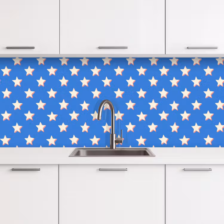 Keuken achterwand - Sterren - Patroon - Blauw — 4