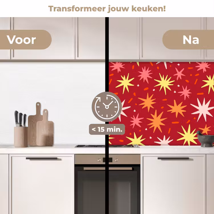 Keuken achterwand - Sterren - Speels - Rood — 3