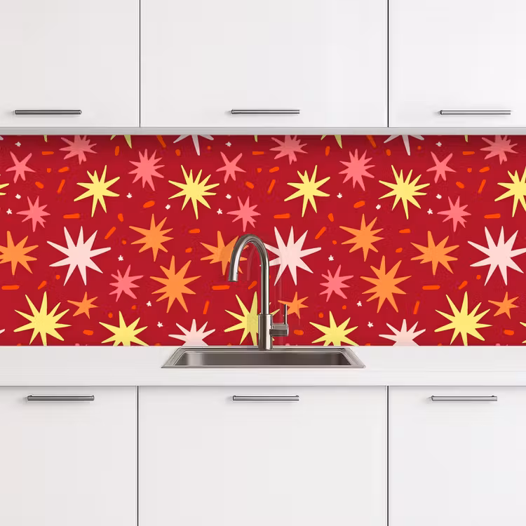Keuken achterwand - Sterren - Speels - Rood — 4