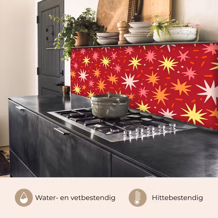 Keuken achterwand - Sterren - Speels - Rood — 5