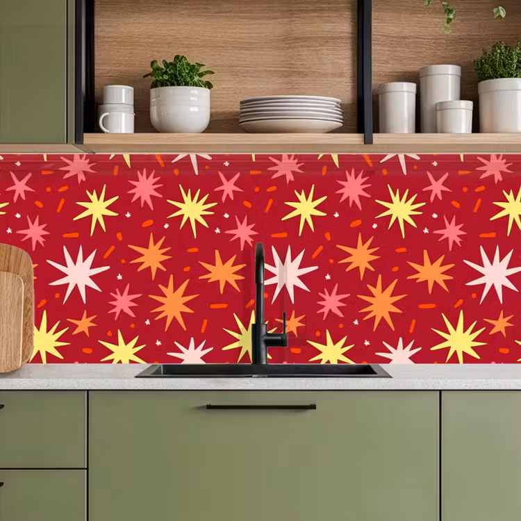 Keuken achterwand - Sterren - Speels - Rood — 8