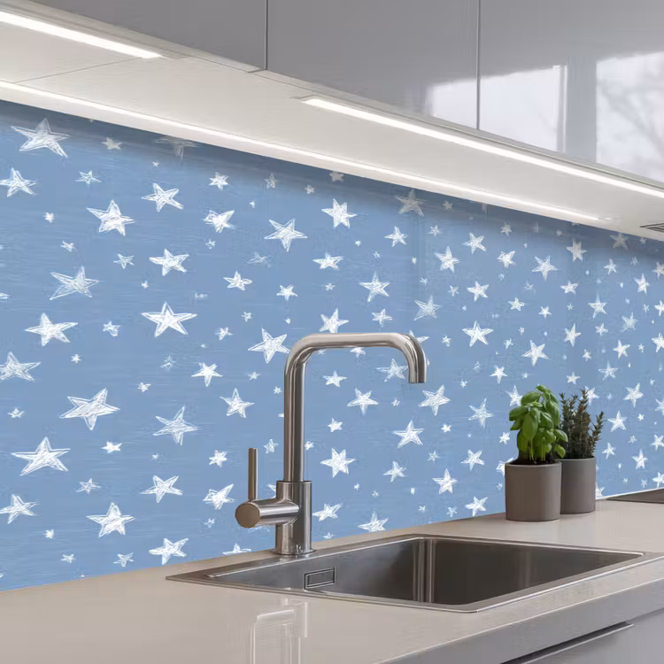 Keuken achterwand - Sterretjes - Patroon - Blauw — 2