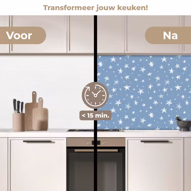 Keuken achterwand - Sterretjes - Patroon - Blauw — 3