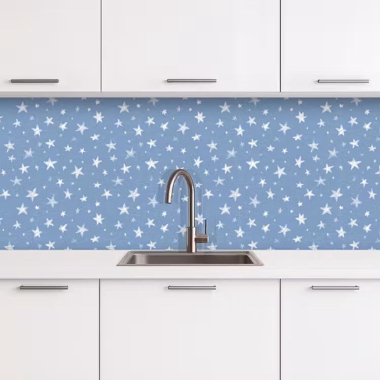 Keuken achterwand - Sterretjes - Patroon - Blauw — 4
