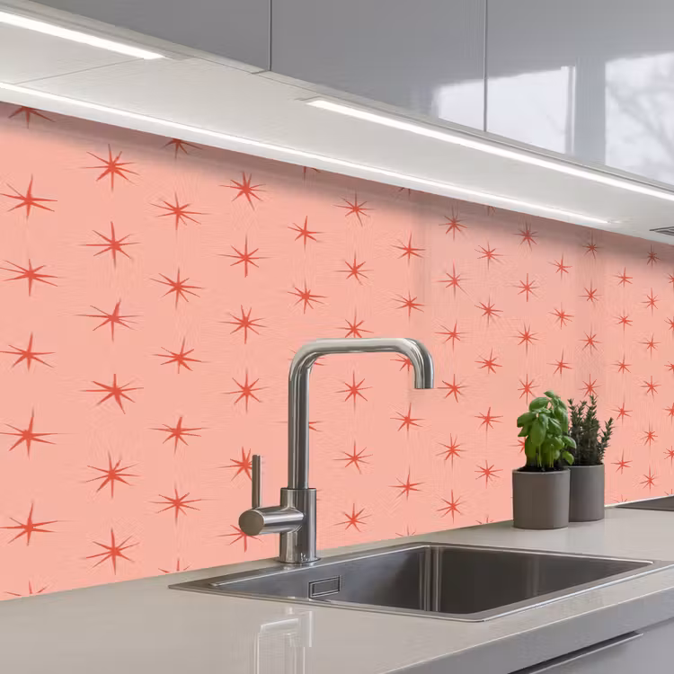 Keuken achterwand - Sterretjes - Patroon - Oranje — 2