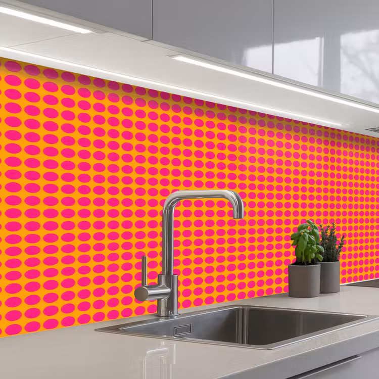 Keuken achterwand - Stippen - Patroon - Oranje — 2