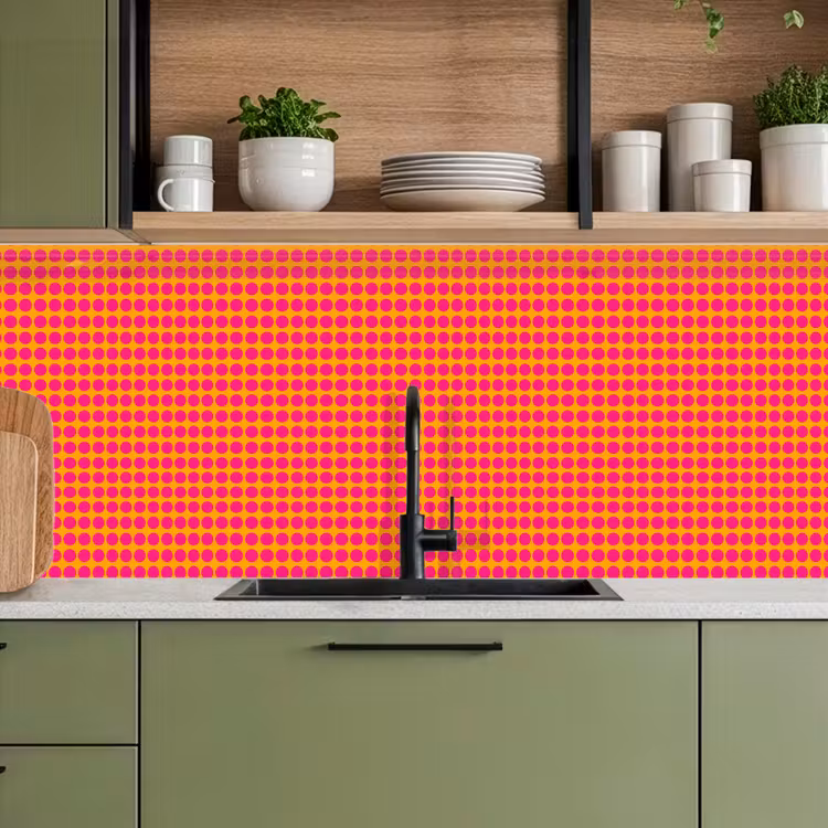 Keuken achterwand - Stippen - Patroon - Oranje — 8