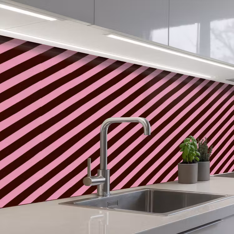Keuken achterwand - Strepen - Roze - Bruin — 2