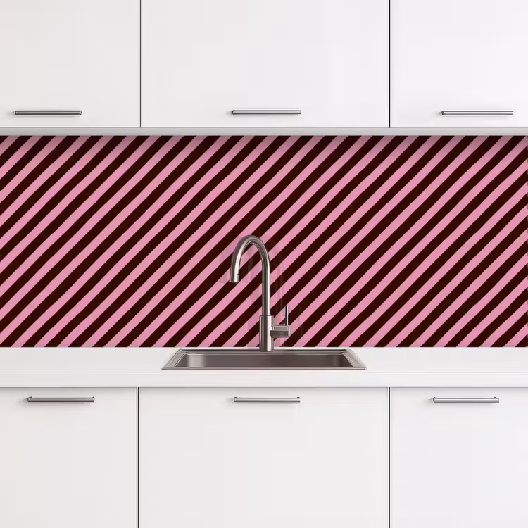 Keuken achterwand - Strepen - Roze - Bruin — 4