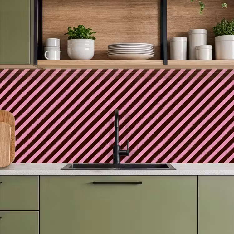 Keuken achterwand - Strepen - Roze - Bruin — 8