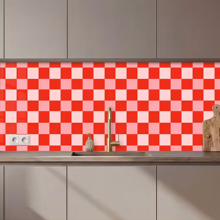 Keuken achterwand - Vierkant - Klassiek - Rood — 1