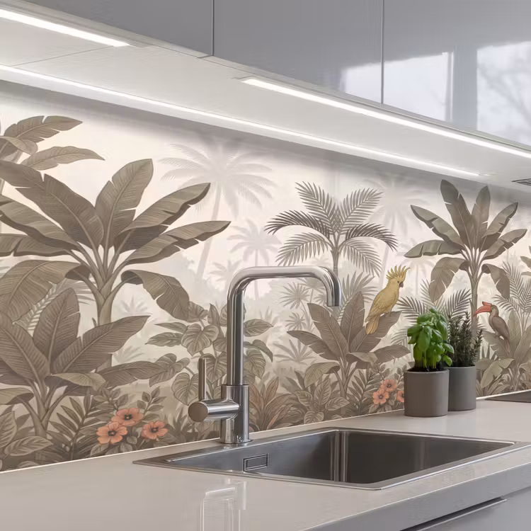 Keuken achterwand - Vogel - Jungle - Tropisch - Illustratie - Groen — 2