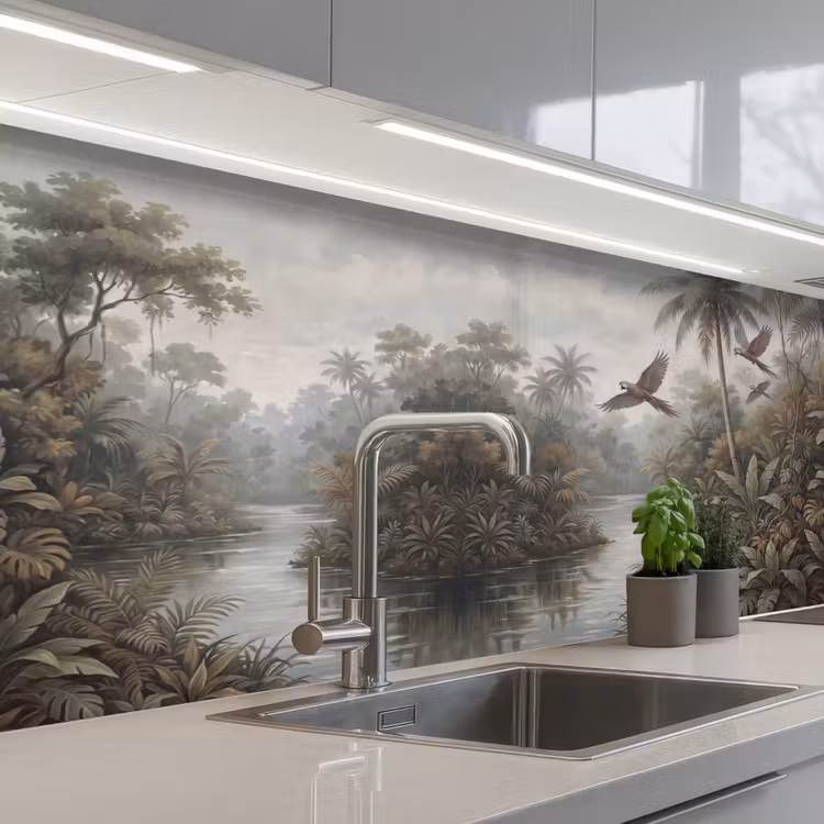 Keuken achterwand - Vogel - Vliegend - Tropisch - Landschap - Klassiek — 2