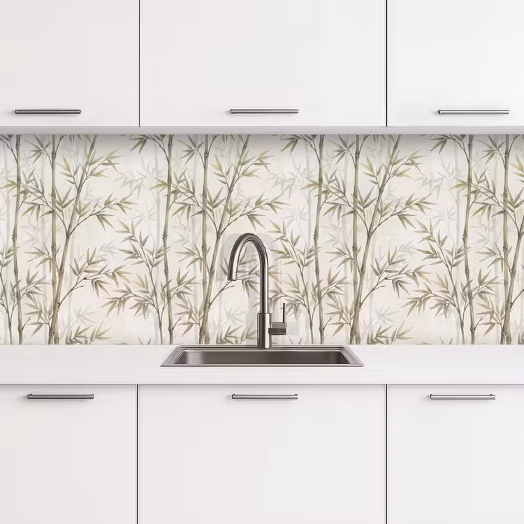 Keuken achterwand - Bamboe - Bladeren - Natuur - Aquarel - Groen — 4
