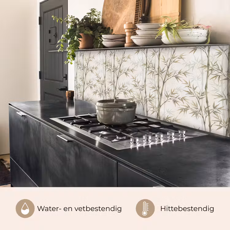 Keuken achterwand - Bamboe - Bladeren - Natuur - Aquarel - Groen — 5