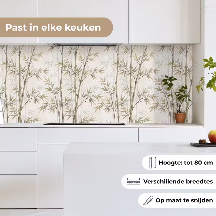Keuken achterwand - Bamboe - Bladeren - Natuur - Aquarel - Groen — 7