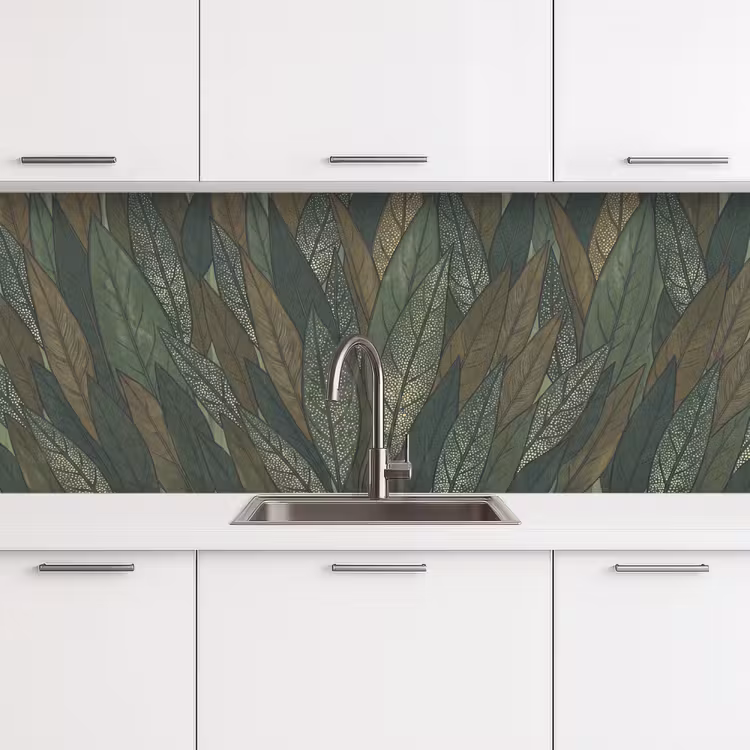 Keuken achterwand - Bladeren - Patroon - Gestippeld - Natuur - Groen — 4