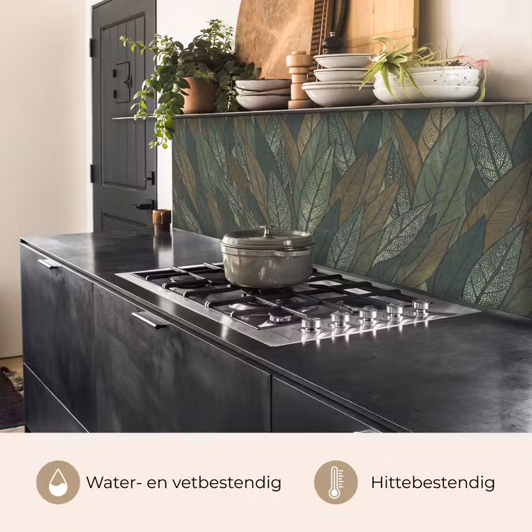 Keuken achterwand - Bladeren - Patroon - Gestippeld - Natuur - Groen — 5