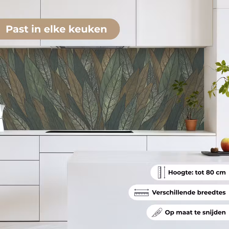 Keuken achterwand - Bladeren - Patroon - Gestippeld - Natuur - Groen — 7