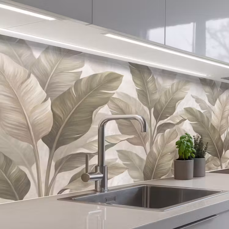 Keuken achterwand - Bladeren - Tropisch - Natuur - Abstract - Beige — 2