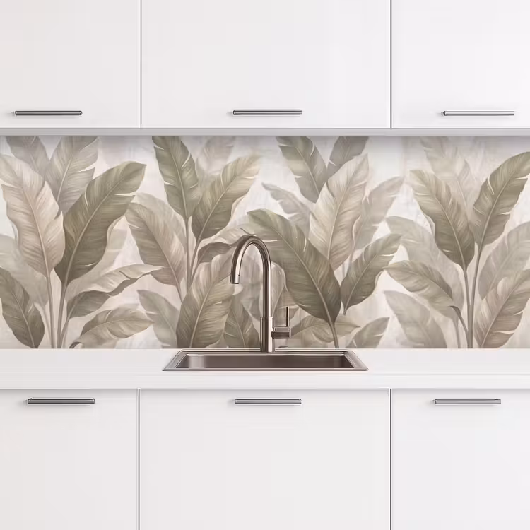 Keuken achterwand - Bladeren - Tropisch - Natuur - Abstract - Beige — 4