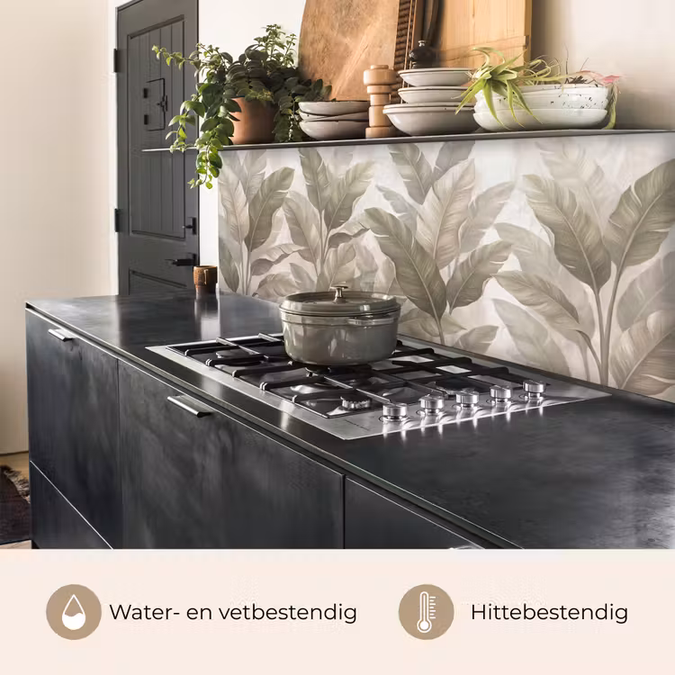 Keuken achterwand - Bladeren - Tropisch - Natuur - Abstract - Beige — 5