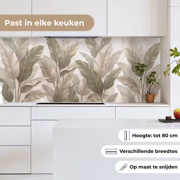 Keuken achterwand - Bladeren - Tropisch - Natuur - Abstract - Beige — 7