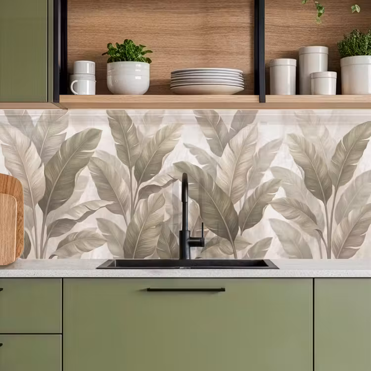 Keuken achterwand - Bladeren - Tropisch - Natuur - Abstract - Beige — 8