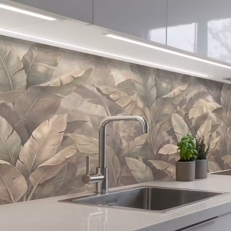 Keuken achterwand - Bladeren - Tropisch - Natuur - Modern - Beige — 2