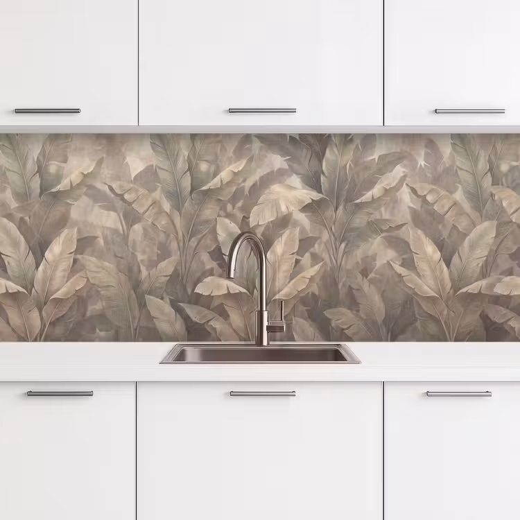 Keuken achterwand - Bladeren - Tropisch - Natuur - Modern - Beige — 4