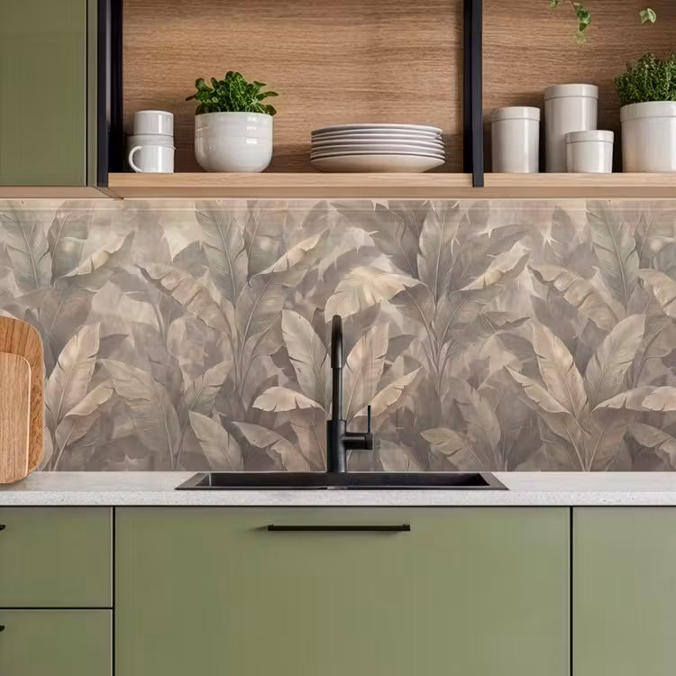 Keuken achterwand - Bladeren - Tropisch - Natuur - Modern - Beige — 8
