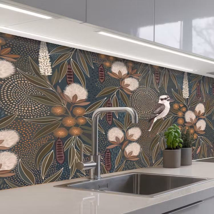 Keuken achterwand - Vogel - Bladeren - Natuur - Illustratie - Groen — 2