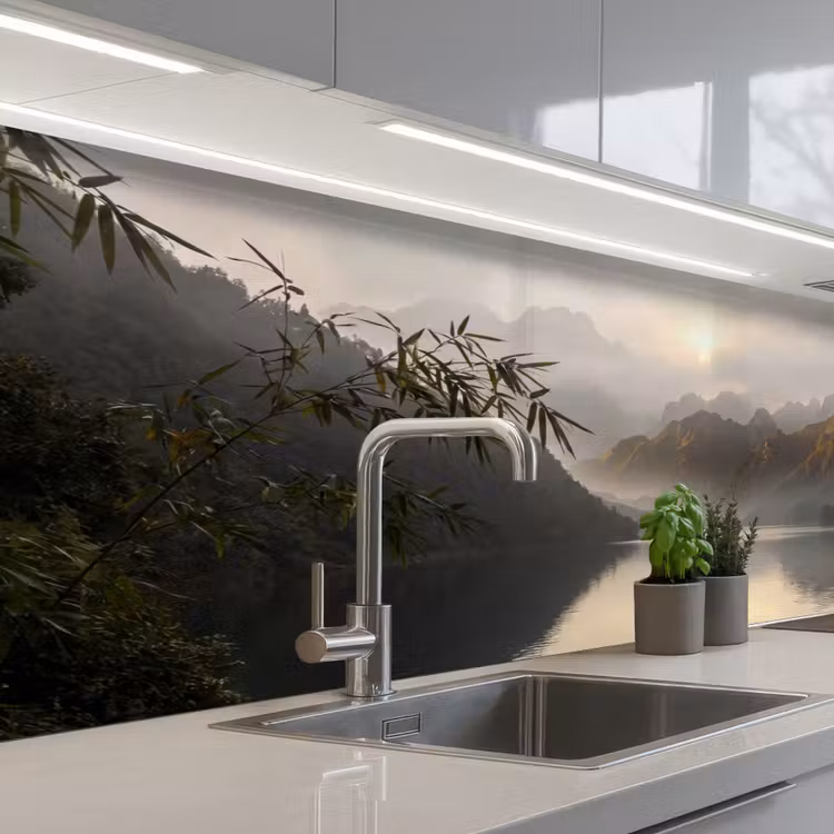 Keuken achterwand - Bergen - Water - Mist - Natuur - Landschap — 2