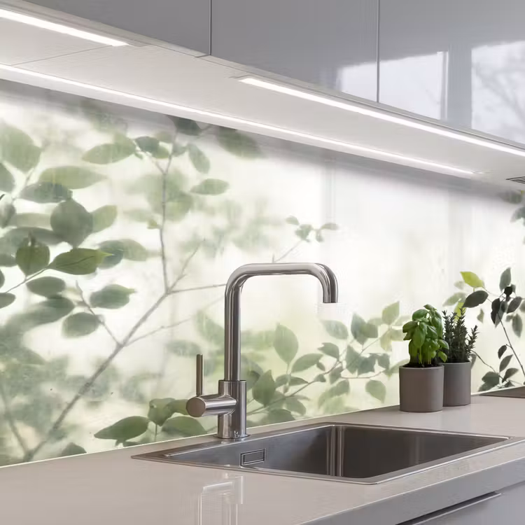 Keuken achterwand - Blad - Schaduw - Natuur - Abstract - Groen — 2