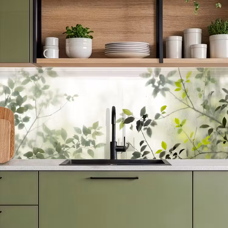 Keuken achterwand - Blad - Schaduw - Natuur - Abstract - Groen — 8