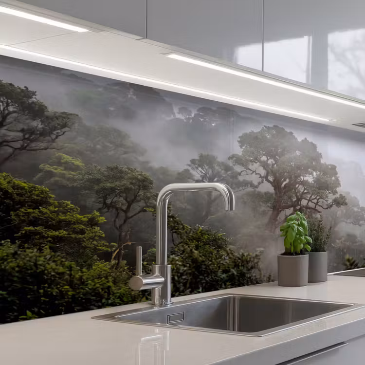 Keuken achterwand - Boom - Mistig - Bos - Groen - Natuur — 2