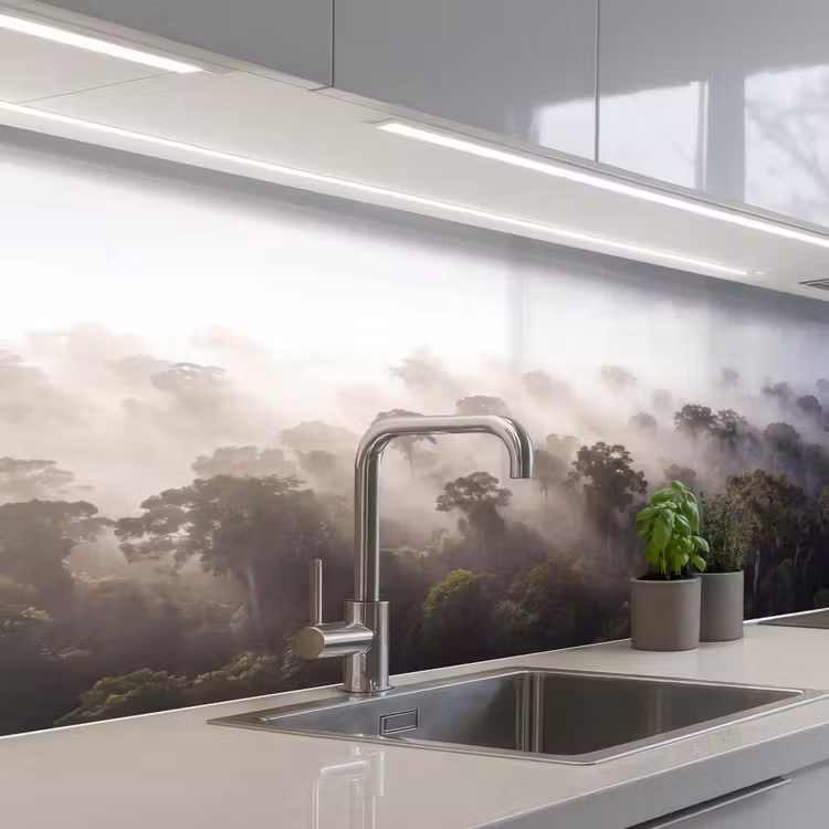 Keuken achterwand - Bos - Mist - Natuur - Groen — 2