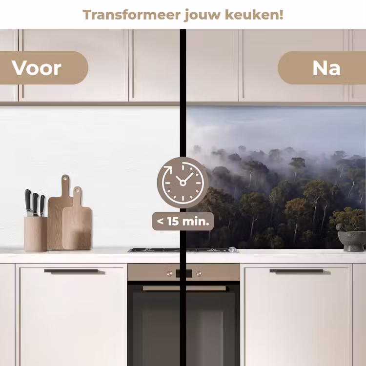 Keuken achterwand - Bos - Mist - Natuur - Groen — 3