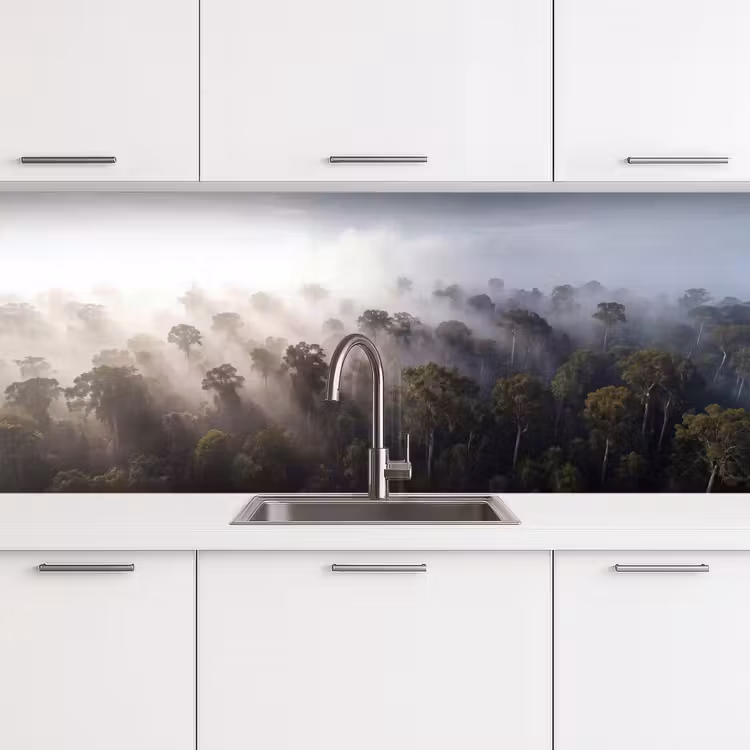 Keuken achterwand - Bos - Mist - Natuur - Groen — 4