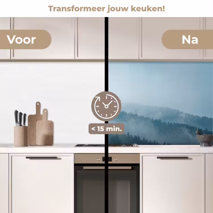 Keuken achterwand - Bos - Mist - Vogels - Natuur - Groen — 3