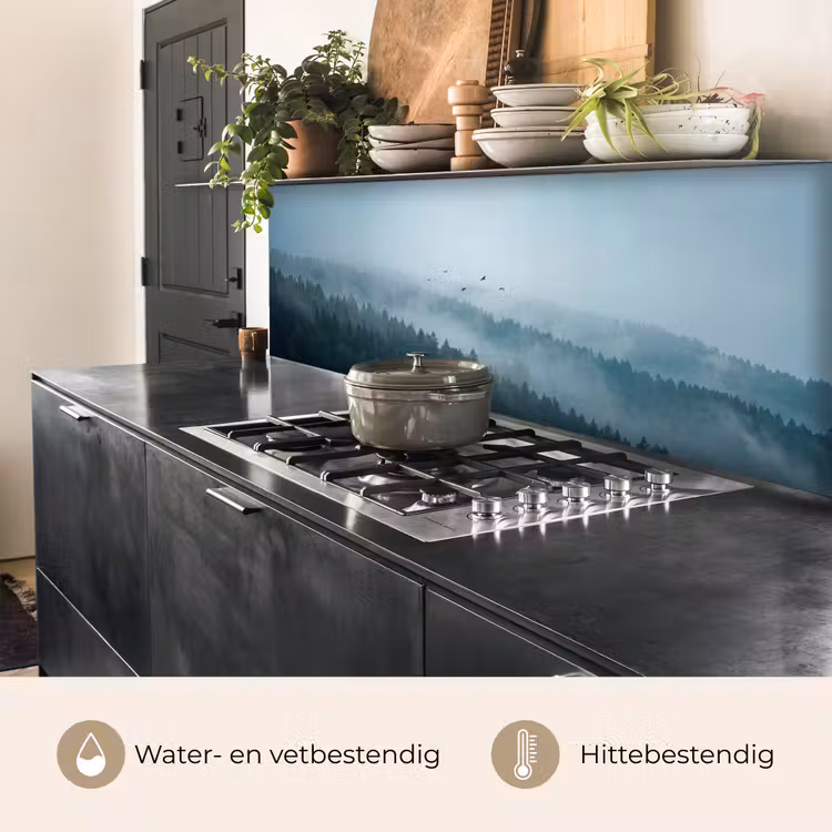 Keuken achterwand - Bos - Mist - Vogels - Natuur - Groen — 5