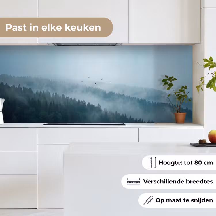 Keuken achterwand - Bos - Mist - Vogels - Natuur - Groen — 7