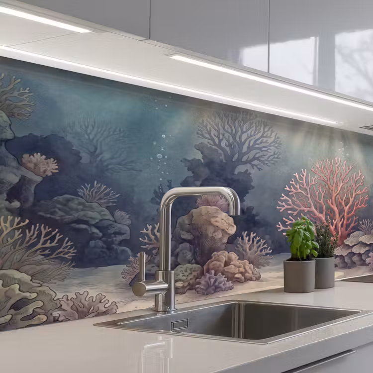 Keuken achterwand - Koraal - Onderwater - Natuur - Roze — 2