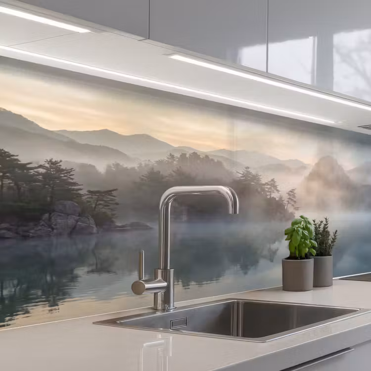 Keuken achterwand - Landschap - Bergen - Mist - Water - Natuur — 2
