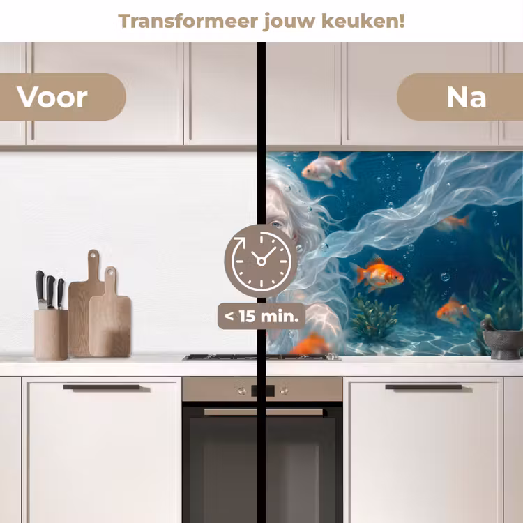 Keuken achterwand - Mens - Onderwater - Vis - Modern - Blauw — 3