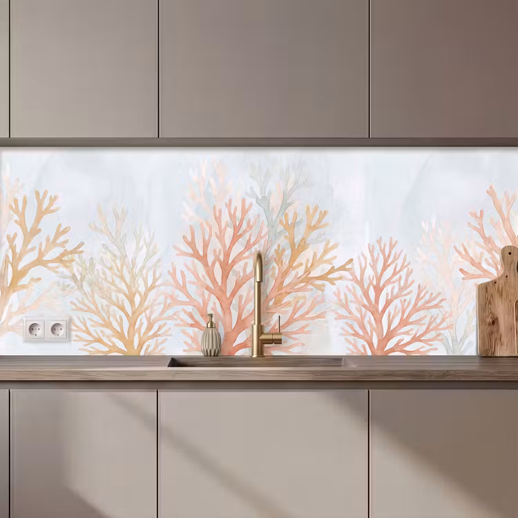 Keuken achterwand - Natuur - Abstract - Aquarel - Organisch - Warm — 1