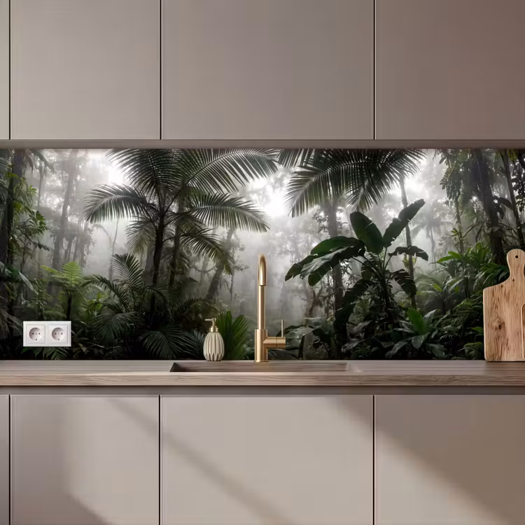 Keuken achterwand - Natuur - Jungle - Mist - Groen - Bladeren — 1