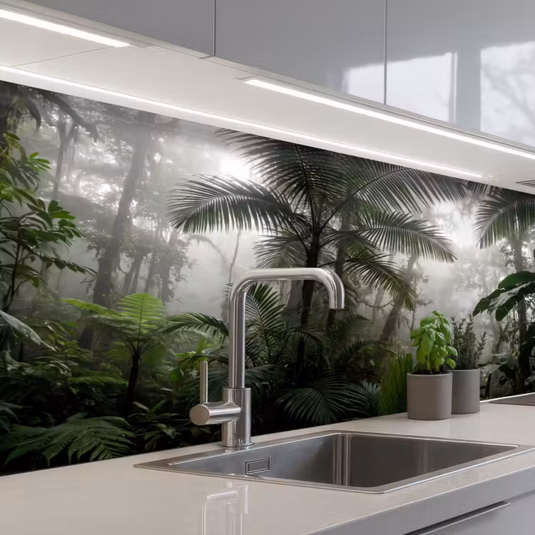 Keuken achterwand - Natuur - Jungle - Mist - Groen - Bladeren — 2