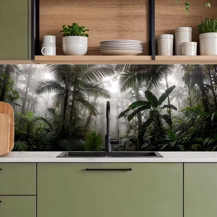 Keuken achterwand - Natuur - Jungle - Mist - Groen - Bladeren — 8
